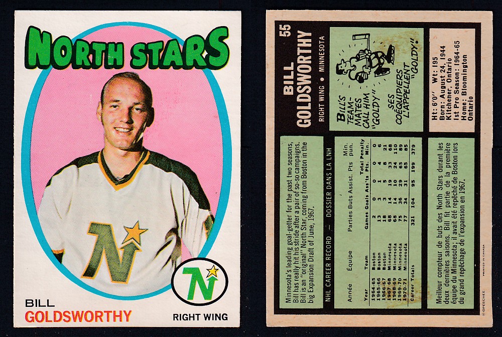 1971-72 O-PEE-CHEE HOCKEY CARD #55 B. GOLDSWORTHY photo 1971-72 O-PEE-CHEE HOCKEY CARD #55 B. GOLDSWORTHY photo