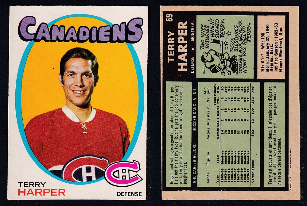 1971-72 O-PEE-CHEE HOCKEY CARD #59 T. HARPER photo 1971-72 O-PEE-CHEE HOCKEY CARD #59 T. HARPER photo
