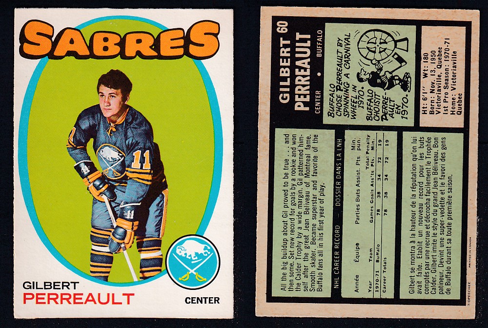 1971-72 O-PEE-CHEE HOCKEY CARD #60 G. PERREAULT photo 1971-72 O-PEE-CHEE HOCKEY CARD #60 G. PERREAULT photo