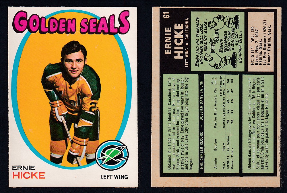 1971-72 O-PEE-CHEE HOCKEY CARD #61 E. HICKE photo