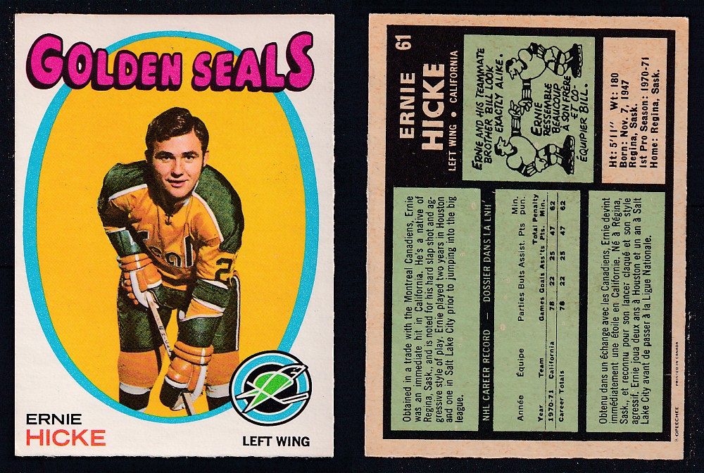 1971-72 O-PEE-CHEE HOCKEY CARD #61 E. HICKE photo
