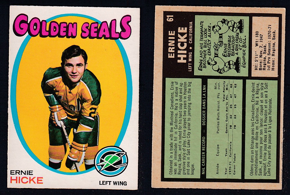 1971-72 O-PEE-CHEE HOCKEY CARD #61 E. HICKE photo
