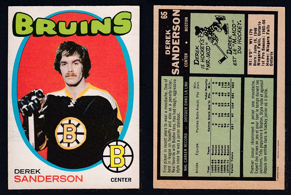 1971-72 O-PEE-CHEE HOCKEY CARD #65 D. SANDERSON photo