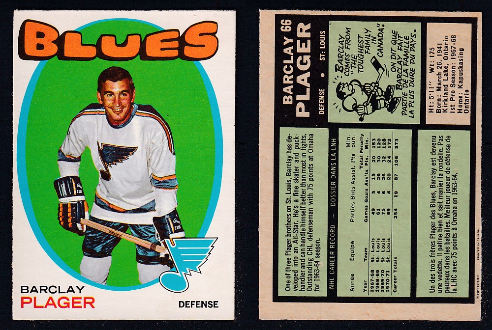 1971-72 O-PEE-CHEE HOCKEY CARD #66 B. PLAGER photo