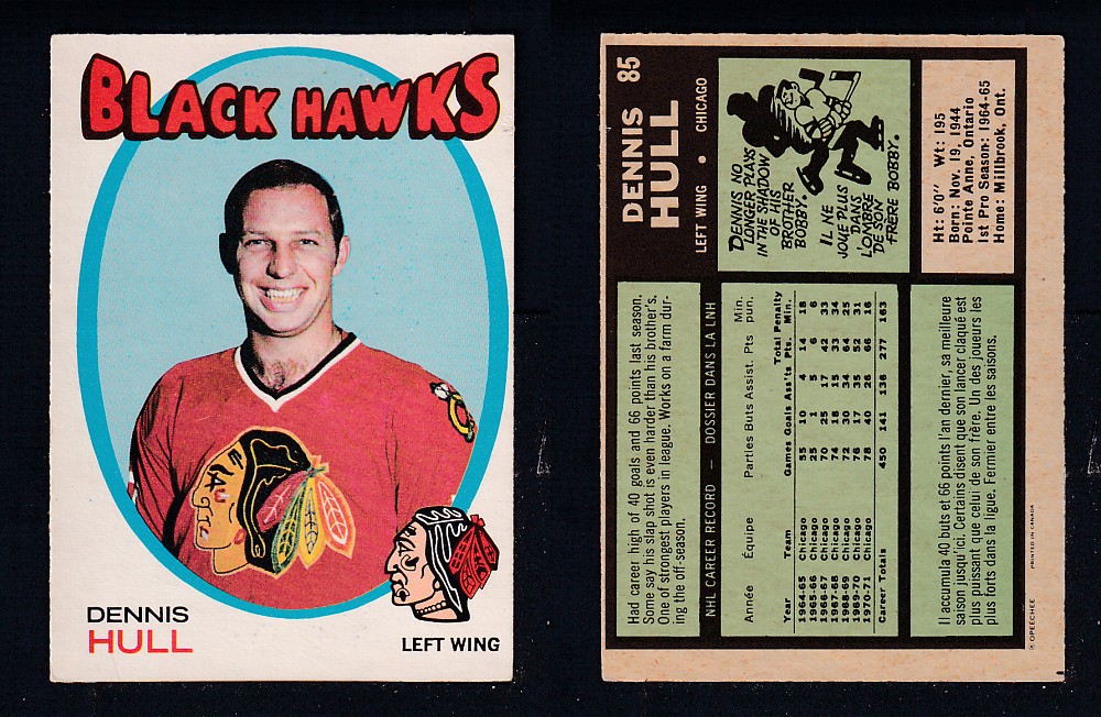 1971-72 O-PEE-CHEE HOCKEY CARD #85 D. HULL photo 1971-72 O-PEE-CHEE HOCKEY CARD #85 D. HULL photo