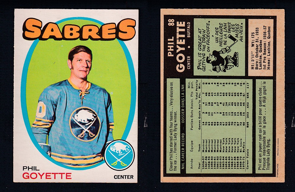 1971-72 O-PEE-CHEE HOCKEY CARD #88 P. GOYETTE photo