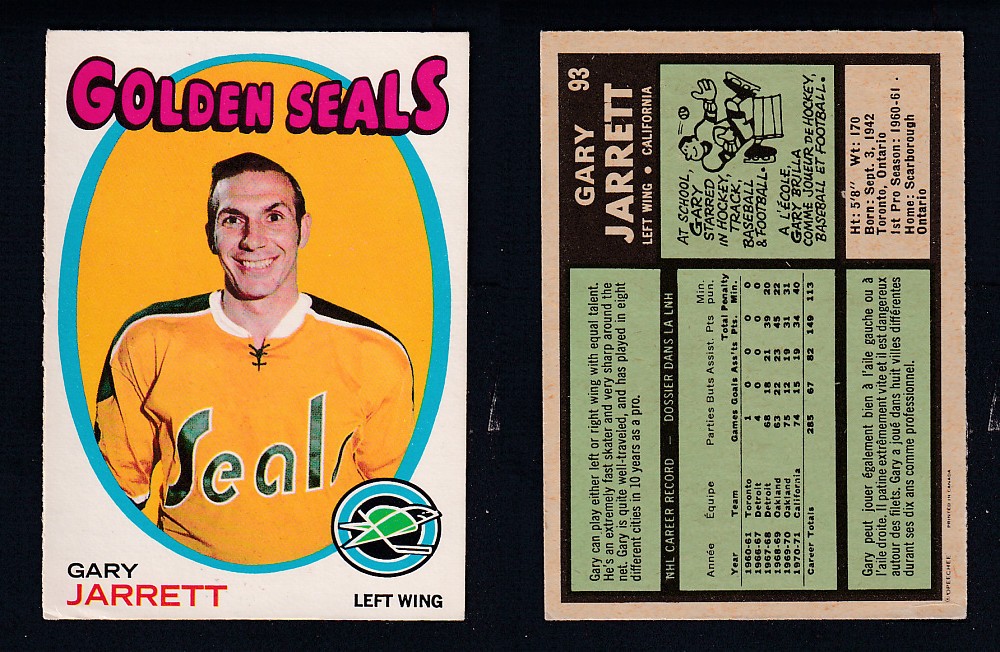 1971-72 O-PEE-CHEE HOCKEY CARD #93 G. JARRETT photo