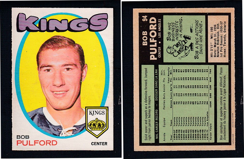 1971-72 O-PEE-CHEE HOCKEY CARD #94 B. PULFORD photo