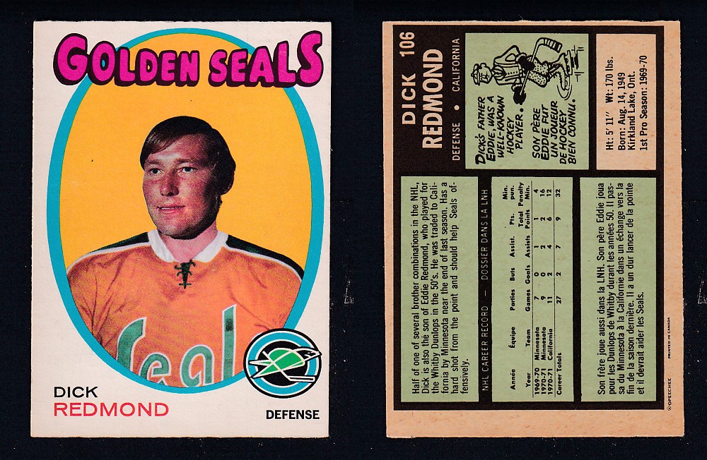 1971-72 O-PEE-CHEE HOCKEY CARD #106 D. REDMOND photo