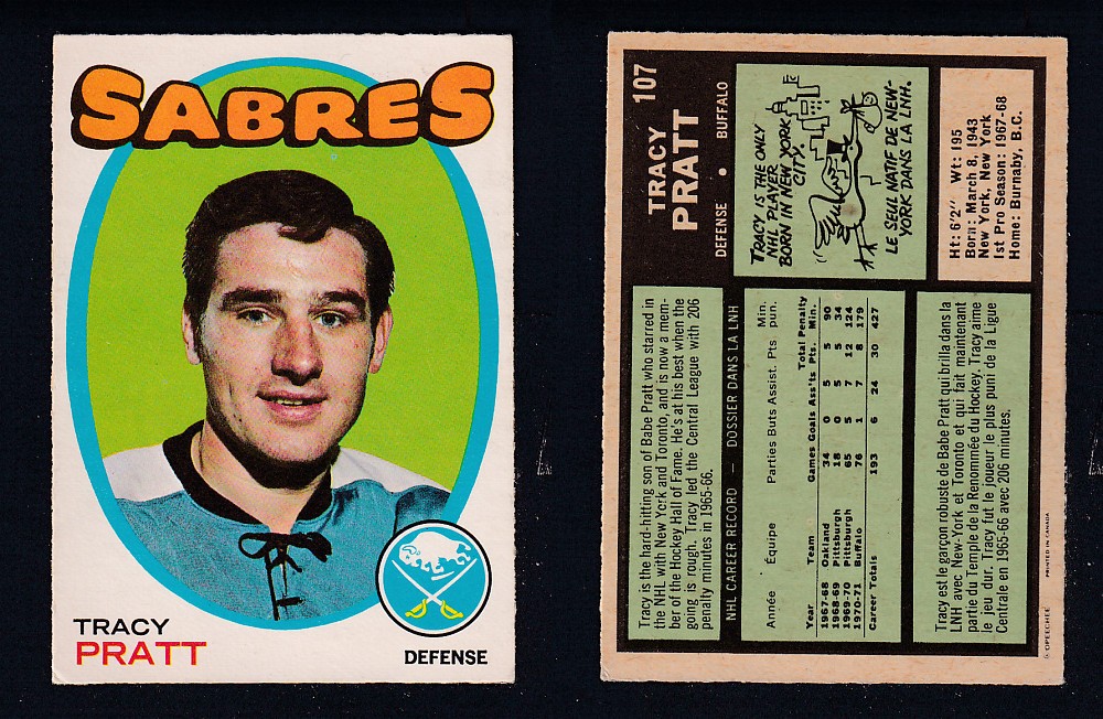 1971-72 O-PEE-CHEE HOCKEY CARD #107 T. PRATT photo 1971-72 O-PEE-CHEE HOCKEY CARD #107 T. PRATT photo