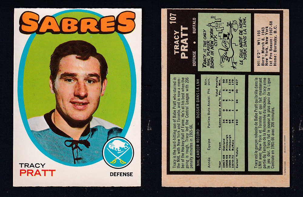1971-72 O-PEE-CHEE HOCKEY CARD #107 T. PRATT photo 1971-72 O-PEE-CHEE HOCKEY CARD #107 T. PRATT photo