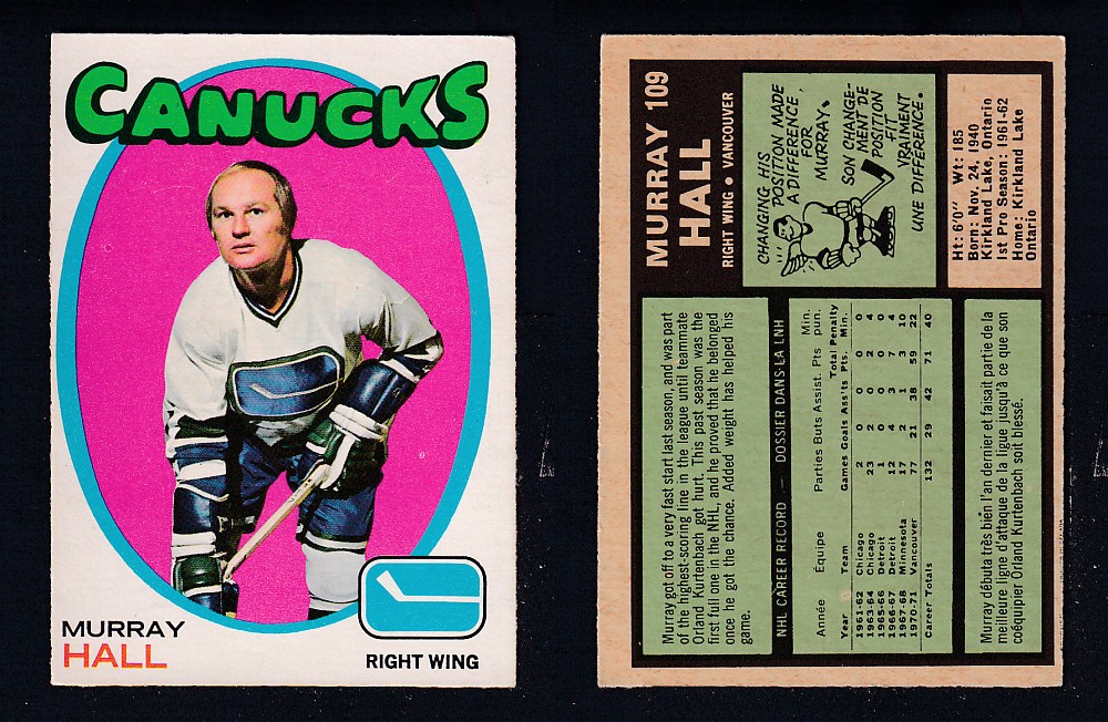 1971-72 O-PEE-CHEE HOCKEY CARD #109 M. HALL photo 1971-72 O-PEE-CHEE HOCKEY CARD #109 M. HALL photo