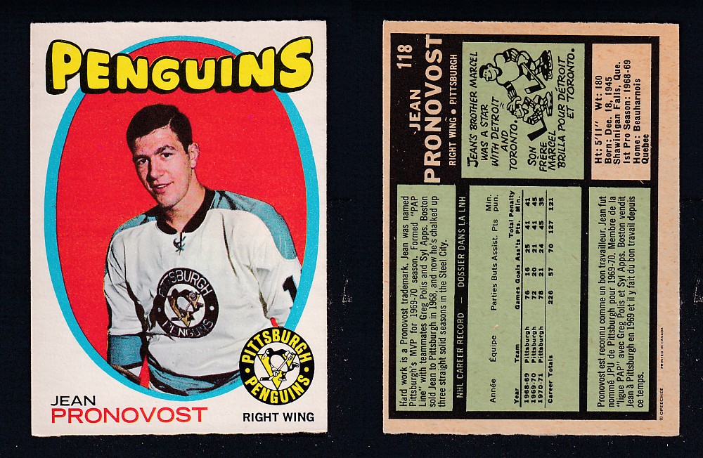 1971-72 O-PEE-CHEE HOCKEY CARD #118 J. PRONOVOST photo 1971-72 O-PEE-CHEE HOCKEY CARD #118 J. PRONOVOST photo