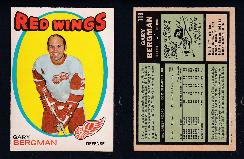 1971-72 O-PEE-CHEE HOCKEY CARD #119 G. BERGMAN photo 1971-72 O-PEE-CHEE HOCKEY CARD #119 G. BERGMAN photo