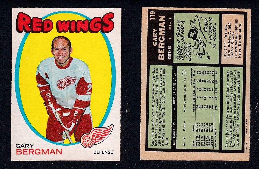 1971-72 O-PEE-CHEE HOCKEY CARD #119 G. BERGMAN photo 1971-72 O-PEE-CHEE HOCKEY CARD #119 G. BERGMAN photo