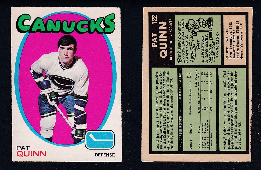 1971-72 O-PEE-CHEE HOCKEY CARD #122 P. QUINN photo 1971-72 O-PEE-CHEE HOCKEY CARD #122 P. QUINN photo