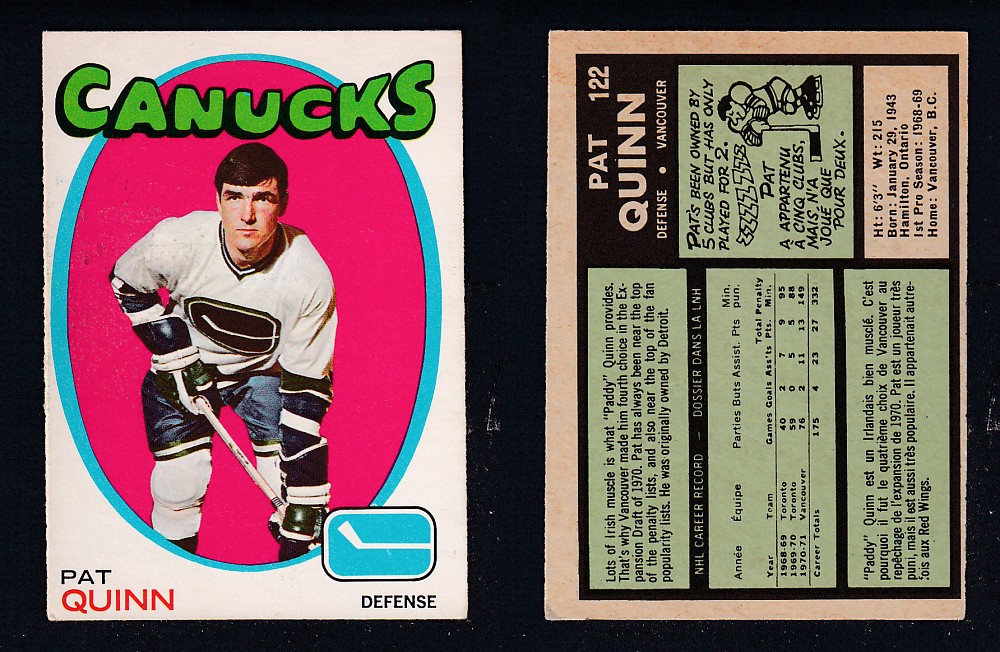 1971-72 O-PEE-CHEE HOCKEY CARD #122 P. QUINN photo 1971-72 O-PEE-CHEE HOCKEY CARD #122 P. QUINN photo