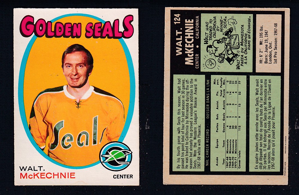 1971-72 O-PEE-CHEE HOCKEY CARD #124 WALT. McKECHNIE photo 1971-72 O-PEE-CHEE HOCKEY CARD #124 WALT. McKECHNIE photo