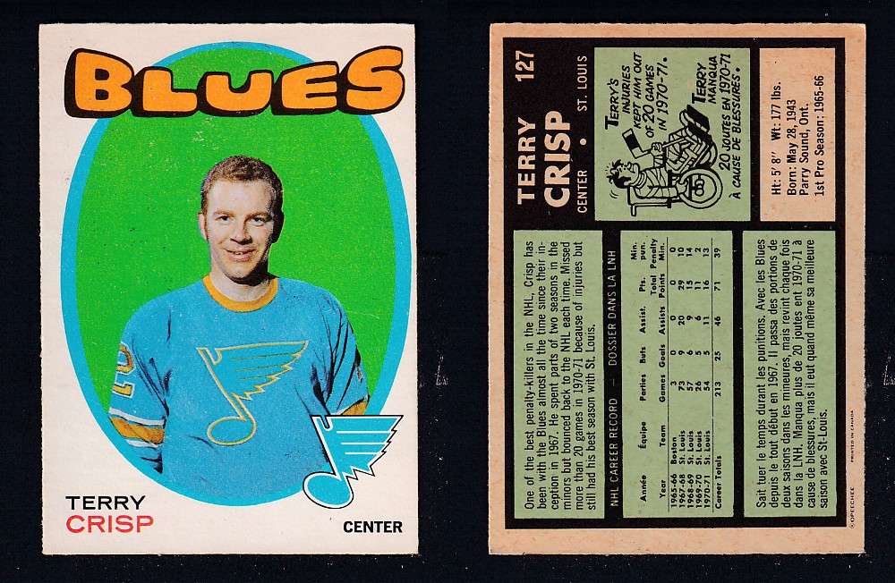1971-72 O-PEE-CHEE HOCKEY CARD #127 T. CRISP photo 1971-72 O-PEE-CHEE HOCKEY CARD #127 T. CRISP photo