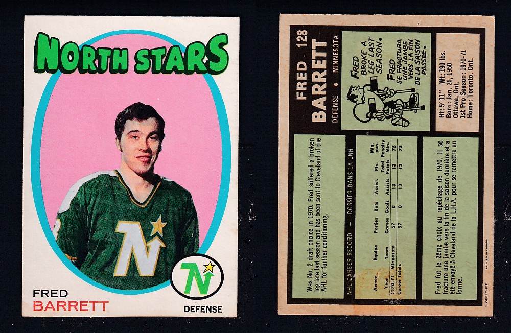 1971-72 O-PEE-CHEE HOCKEY CARD #128 F. BARRETT photo 1971-72 O-PEE-CHEE HOCKEY CARD #128 F. BARRETT photo