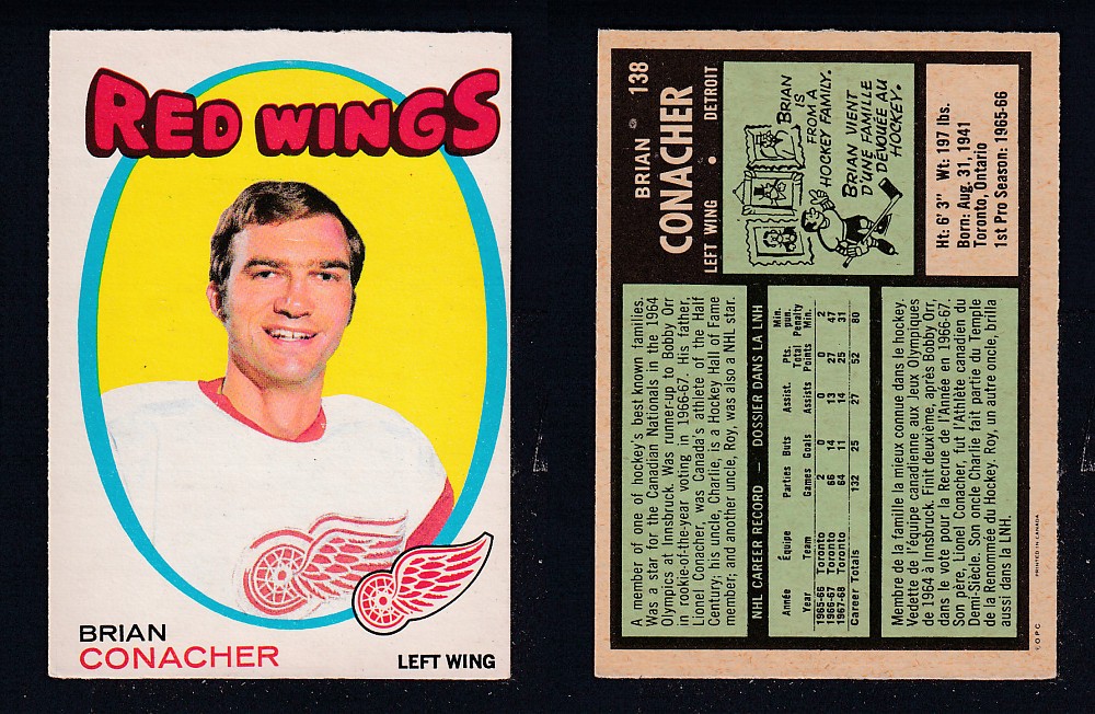 1971-72 O-PEE-CHEE HOCKEY CARD #138 B. CONACHER photo 1971-72 O-PEE-CHEE HOCKEY CARD #138 B. CONACHER photo