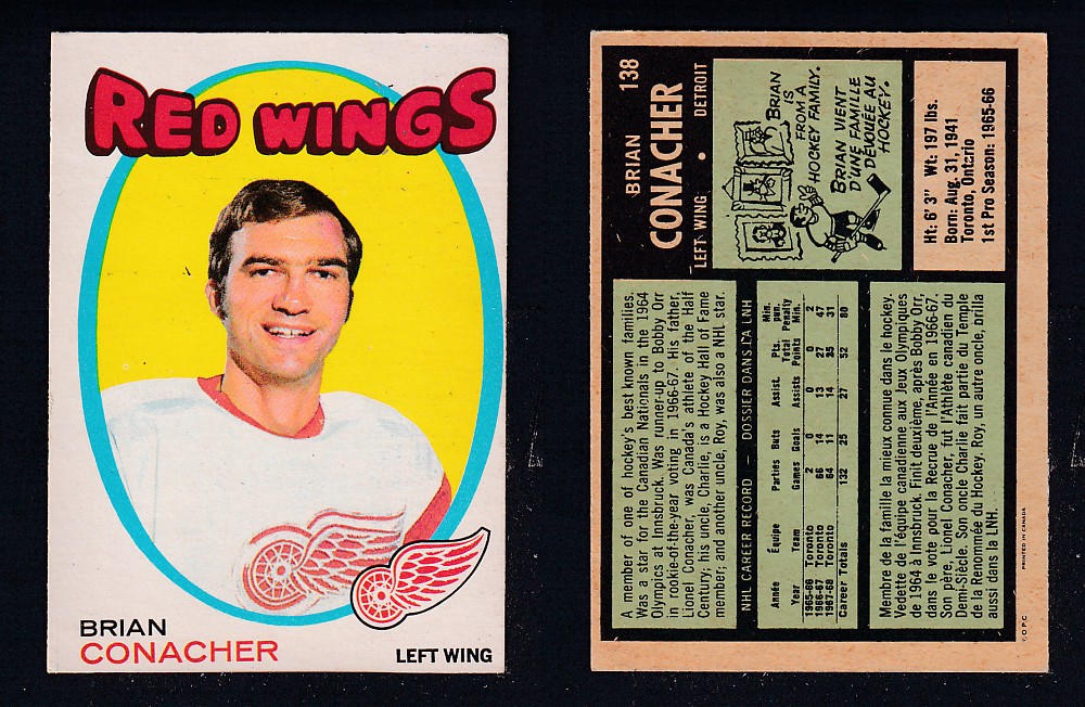 1971-72 O-PEE-CHEE HOCKEY CARD #138 B. CONACHER photo 1971-72 O-PEE-CHEE HOCKEY CARD #138 B. CONACHER photo