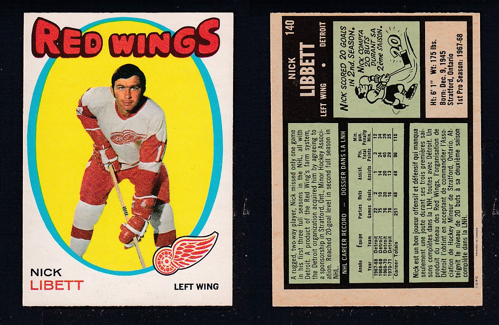 1971-72 O-PEE-CHEE HOCKEY CARD #140 N. LIBETT photo 1971-72 O-PEE-CHEE HOCKEY CARD #140 N. LIBETT photo