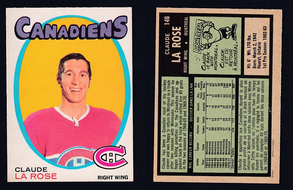 1971-72 O-PEE-CHEE HOCKEY CARD #146 C. LA ROSE photo 1971-72 O-PEE-CHEE HOCKEY CARD #146 C. LA ROSE photo