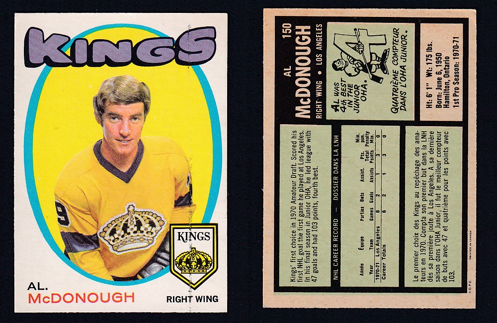 1971-72 O-PEE-CHEE HOCKEY CARD #150 A. MCDONOUGH photo 1971-72 O-PEE-CHEE HOCKEY CARD #150 A. MCDONOUGH photo