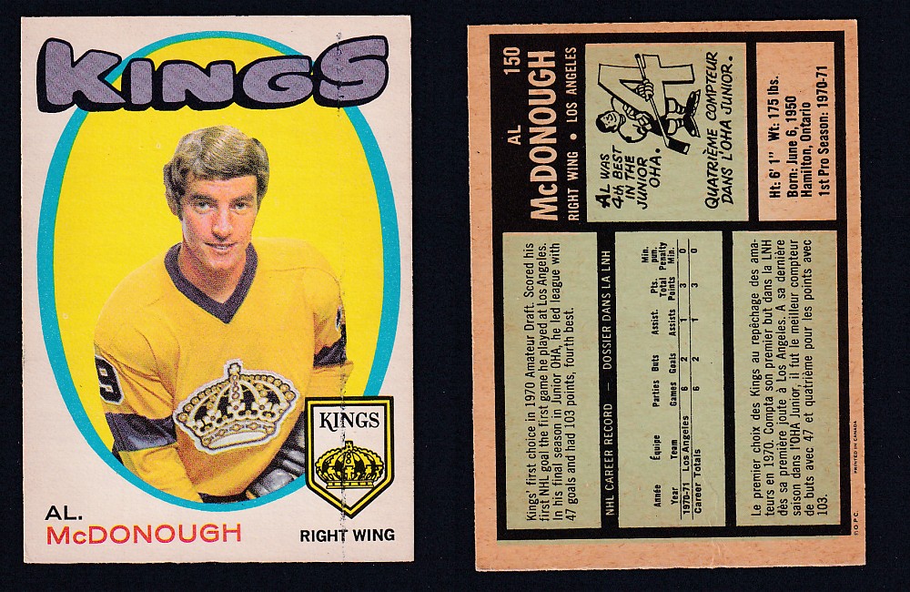 1971-72 O-PEE-CHEE HOCKEY CARD #150 A. MCDONOUGH photo 1971-72 O-PEE-CHEE HOCKEY CARD #150 A. MCDONOUGH photo