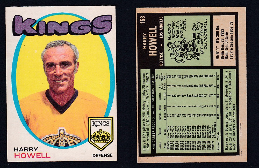 1971-72 O-PEE-CHEE HOCKEY CARD #153 H. HOWELL photo 1971-72 O-PEE-CHEE HOCKEY CARD #153 H. HOWELL photo