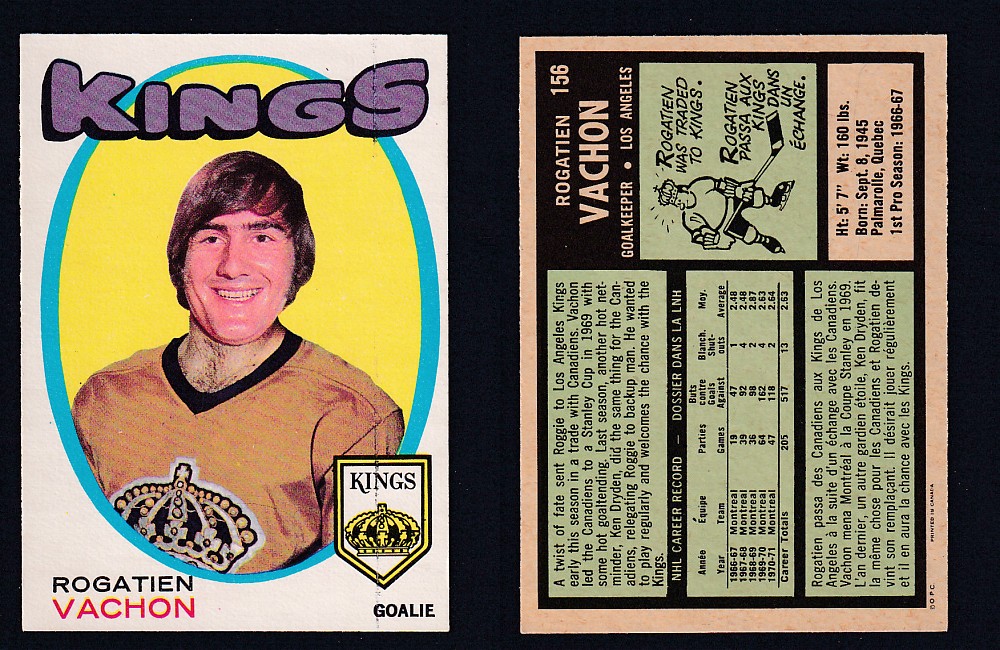 1971-72 O-PEE-CHEE HOCKEY CARD #156 R. VACHON photo 1971-72 O-PEE-CHEE HOCKEY CARD #156 R. VACHON photo