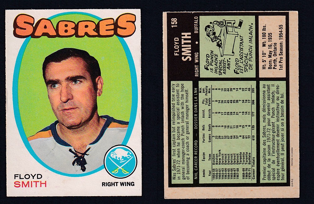 1971-72 O-PEE-CHEE HOCKEY CARD #158 F. SMITH photo 1971-72 O-PEE-CHEE HOCKEY CARD #158 F. SMITH photo