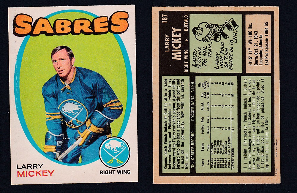 1971-72 O-PEE-CHEE HOCKEY CARD #167 L. MICKEY photo
