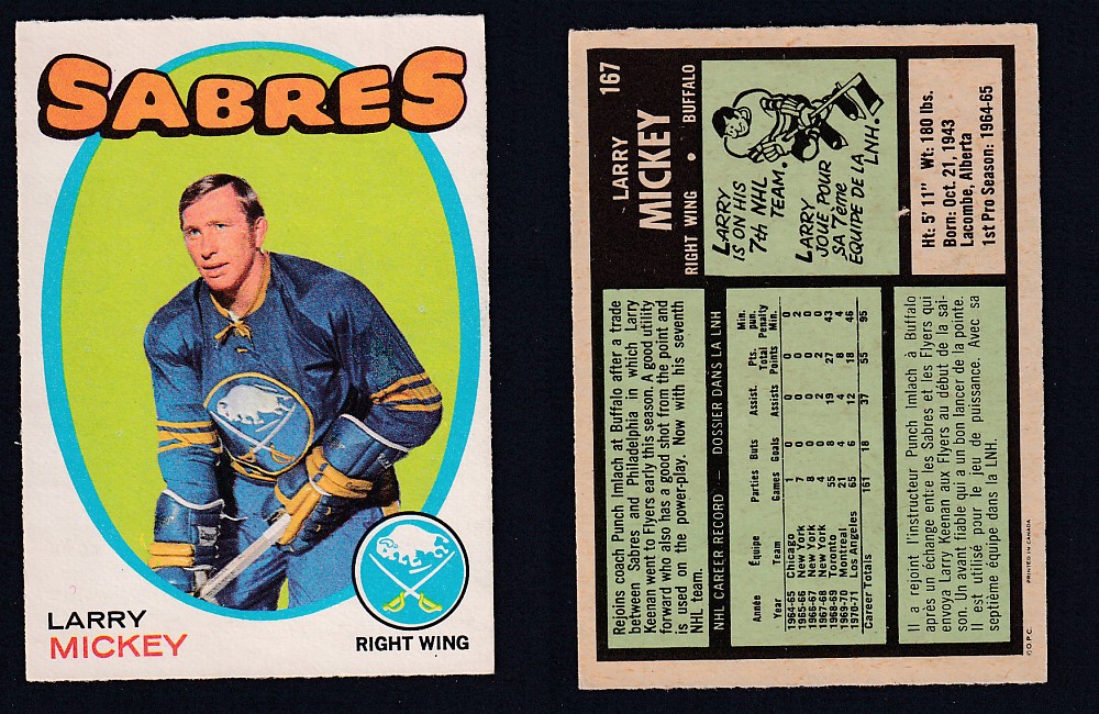 1971-72 O-PEE-CHEE HOCKEY CARD #167 L. MICKEY photo
