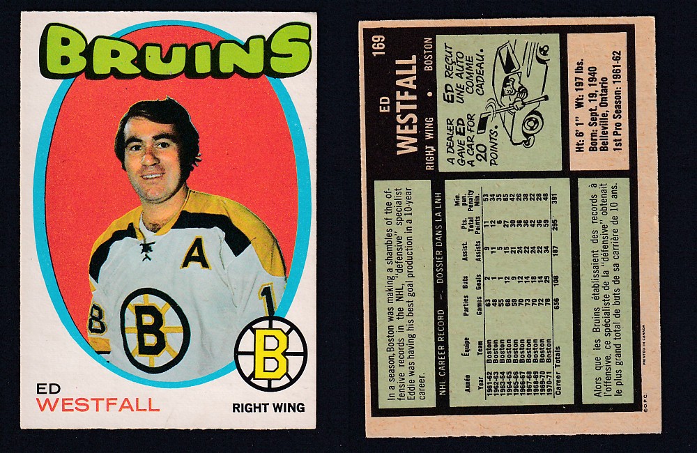 1971-72 O-PEE-CHEE HOCKEY CARD #169 E. WESTFALL photo