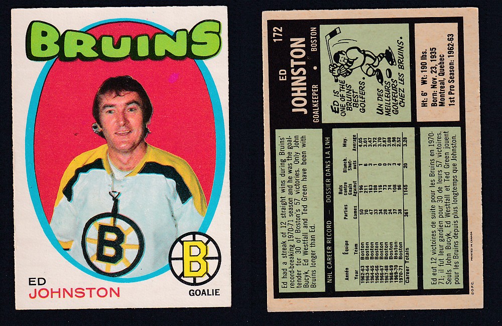 1971-72 O-PEE-CHEE HOCKEY CARD #172 E. JOHNSTON photo