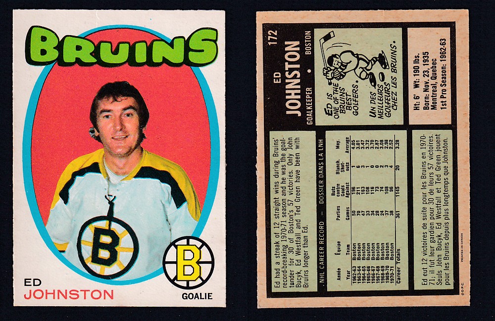 1971-72 O-PEE-CHEE HOCKEY CARD #172 E. JOHNSTON photo