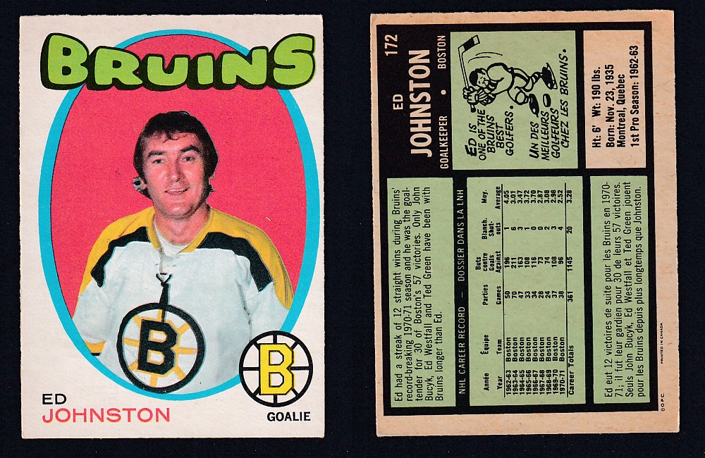 1971-72 O-PEE-CHEE HOCKEY CARD #172 E. JOHNSTON photo
