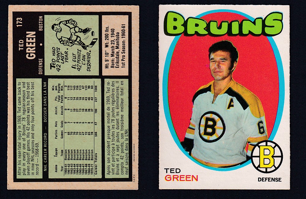 1971-72 O-PEE-CHEE HOCKEY CARD #173 T. GREEN photo
