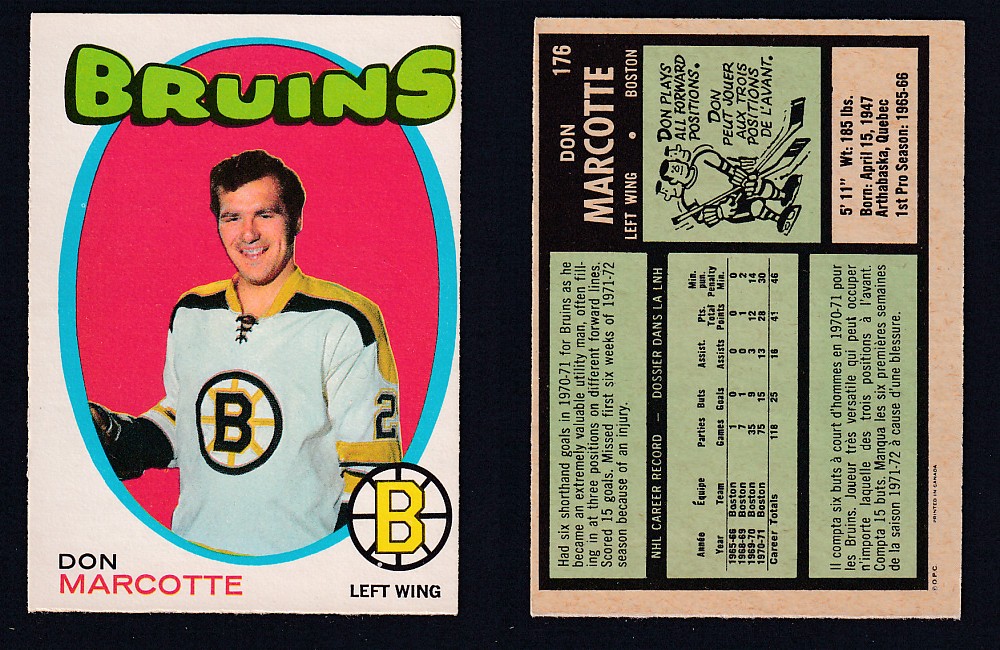 1971-72 O-PEE-CHEE HOCKEY CARD #176 D. MARCOTTE photo