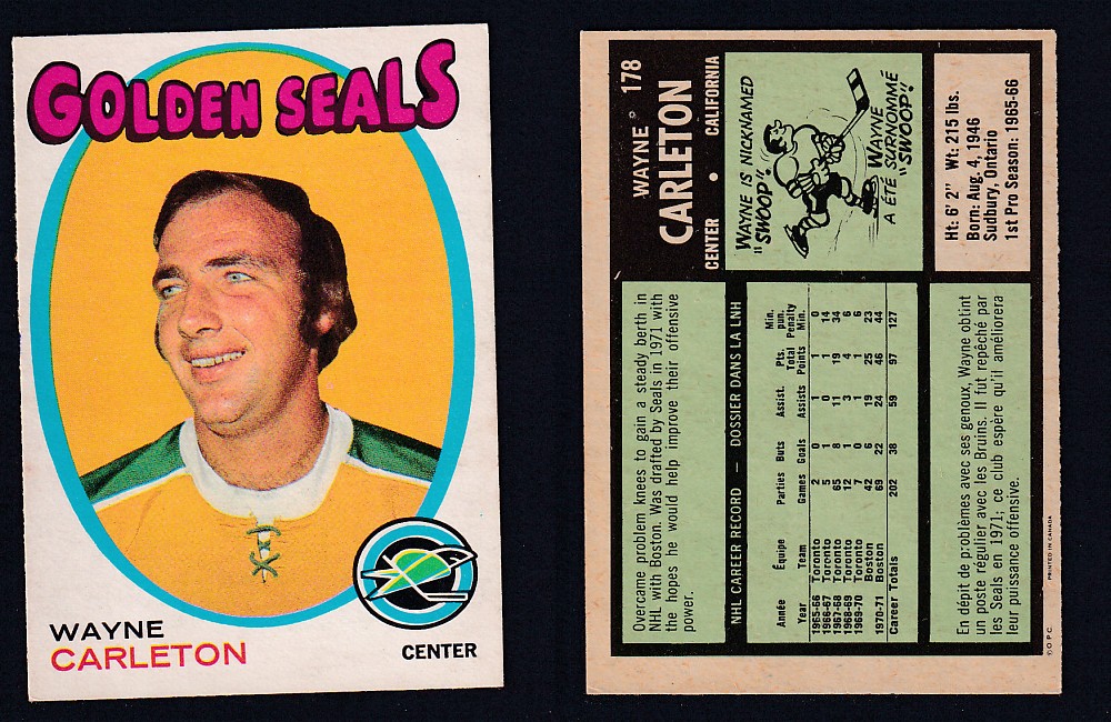 1971-72 O-PEE-CHEE HOCKEY CARD #178 W. CARLETON photo