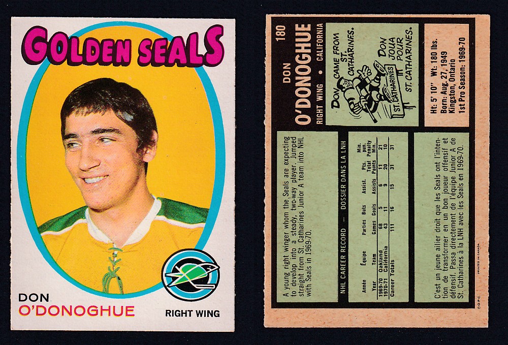 1971-72 O-PEE-CHEE HOCKEY CARD #180 D. O'DONOGHUE photo
