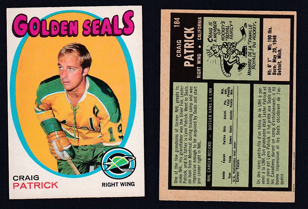 1971-72 O-PEE-CHEE HOCKEY CARD #184 C. PATRICK photo
