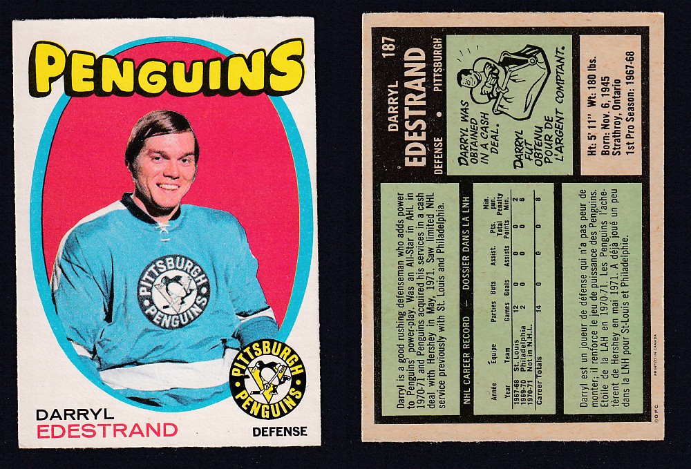 1971-72 O-PEE-CHEE HOCKEY CARD #187 D. EDESTRAND photo