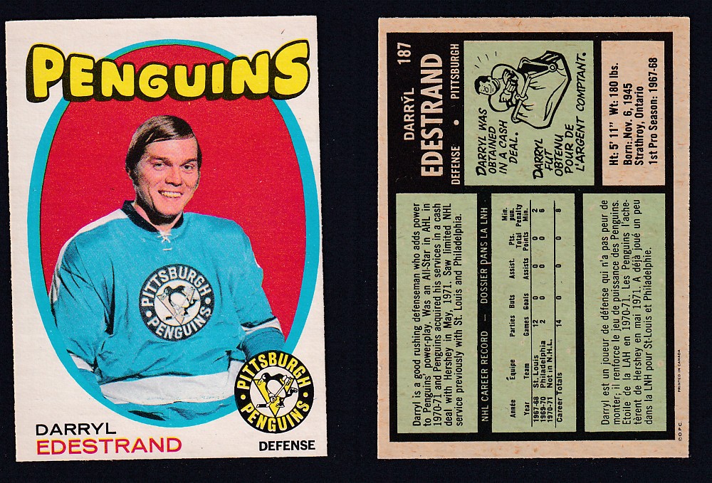 1971-72 O-PEE-CHEE HOCKEY CARD #187 D. EDESTRAND photo