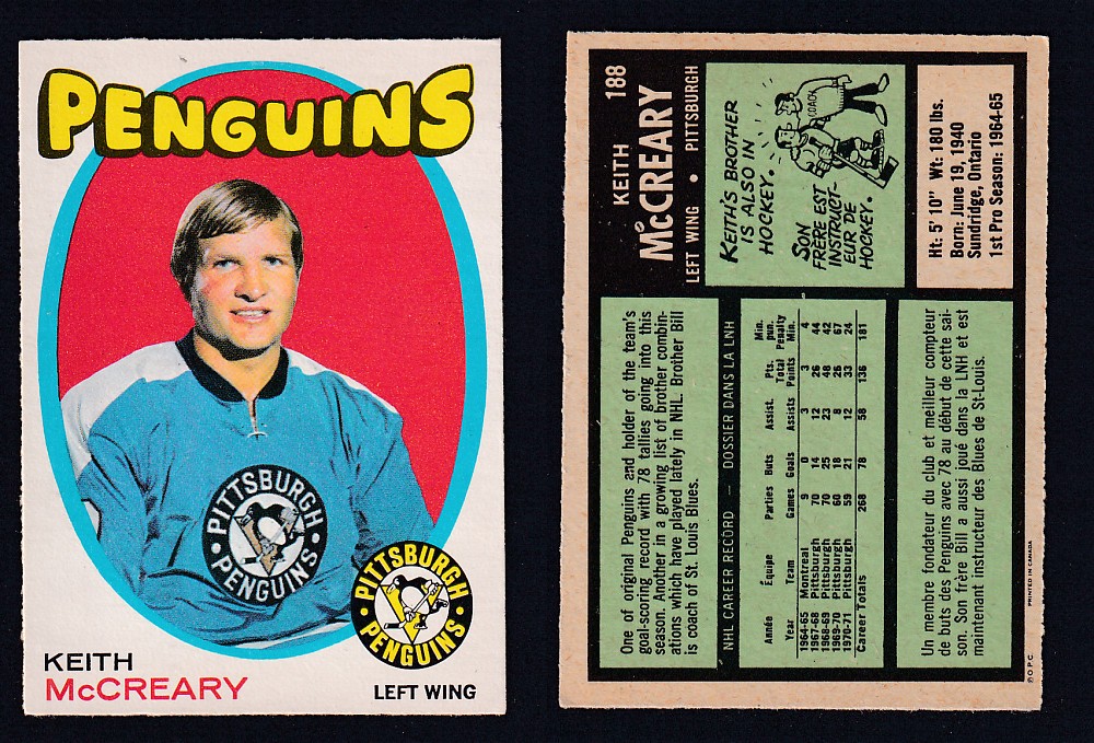 1971-72 O-PEE-CHEE HOCKEY CARD #188 K. MCCREARY photo