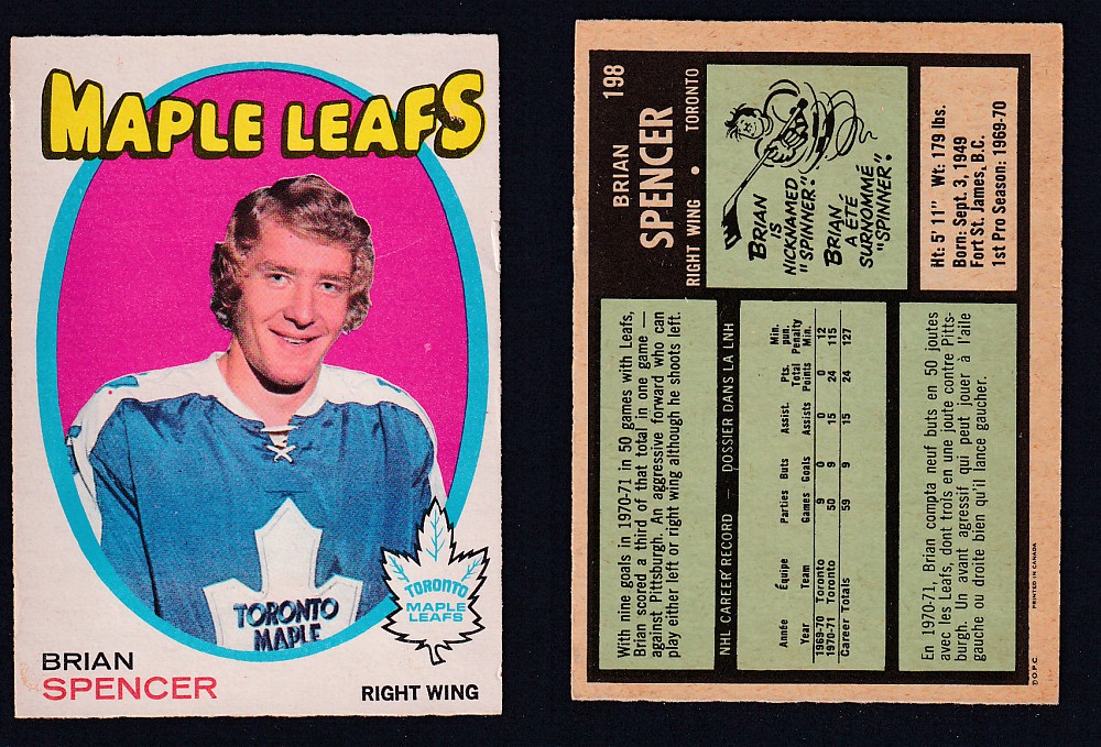 1971-72 O-PEE-CHEE HOCKEY CARD #198 B. SPENCER photo