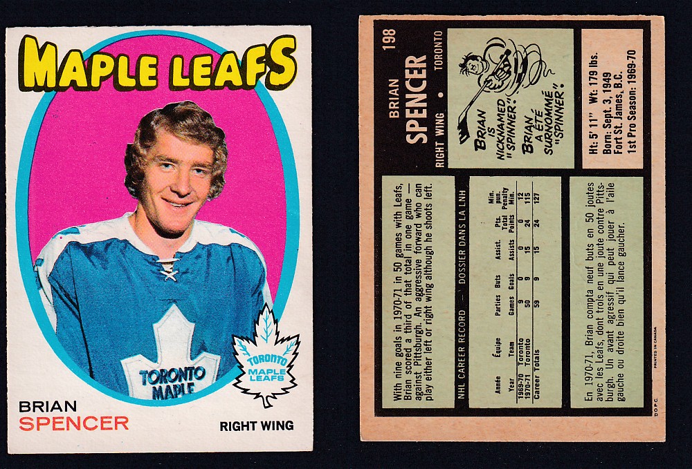 1971-72 O-PEE-CHEE HOCKEY CARD #198 B. SPENCER photo