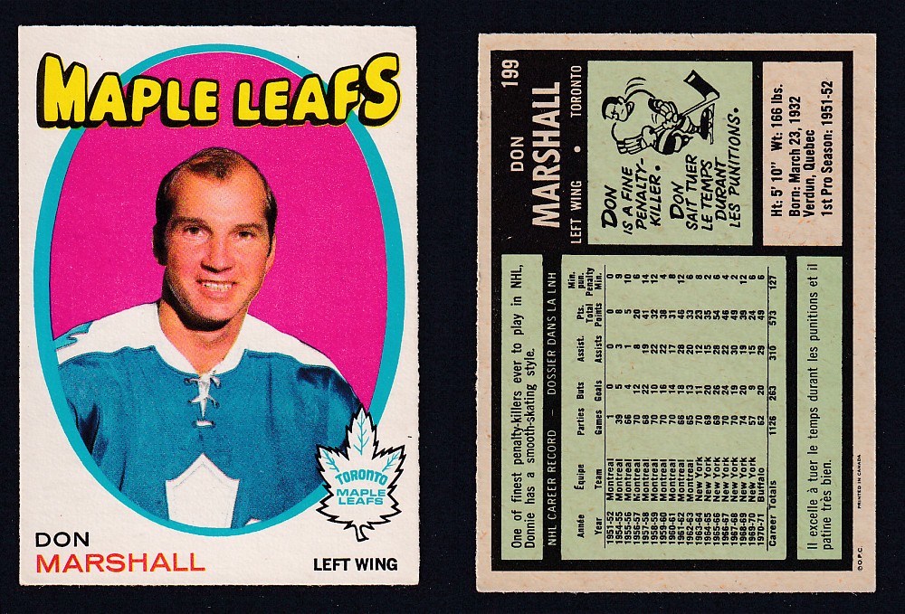 1971-72 O-PEE-CHEE HOCKEY CARD #199 D. MARSHALL photo